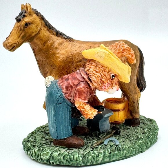 Miniature Vtg Rabbit Bunny Country Farm Easter Vtg THT 1991 Set of 4 Resin - Picture 7 of 13